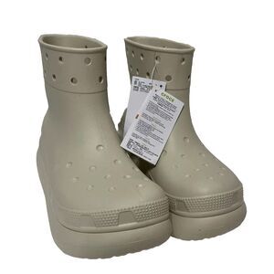 Crocs Classic Crush Rain Boots Boot Bone Color US Size M8/ W10 New With Tags